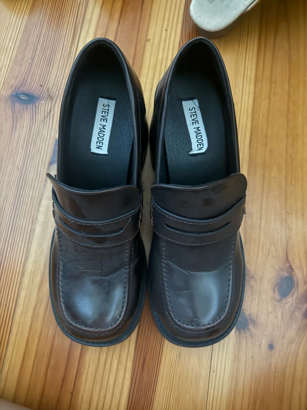 Steve Madden Brown Leather Penny Loafer Mules